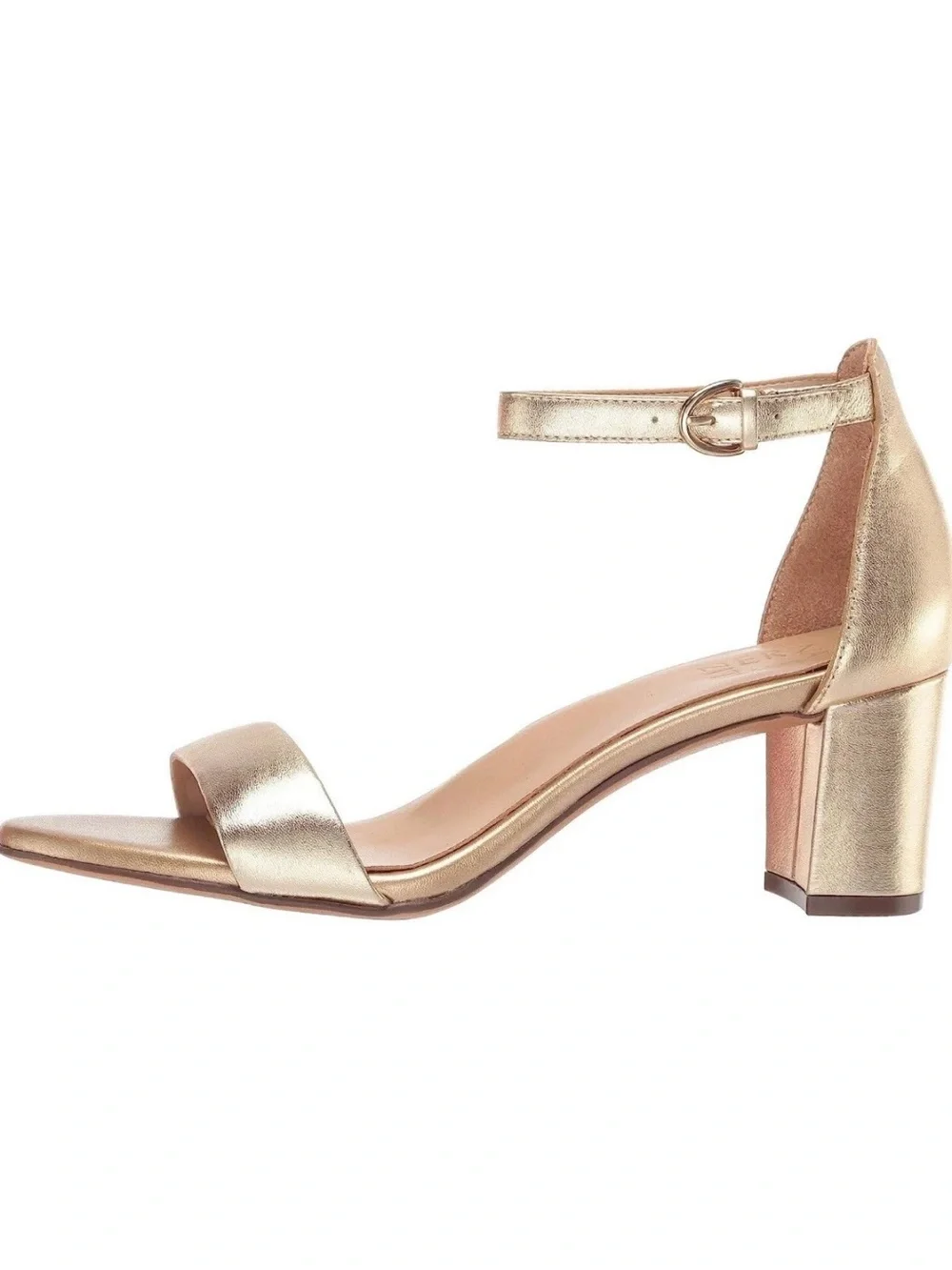 Gold Ankle-Strap Block Heel Sandals for Women